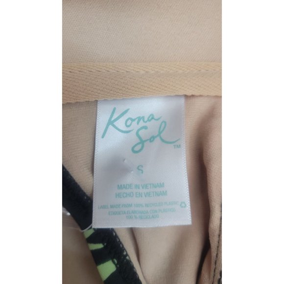 Women's Ladder Trim Flyaway Tankini Top Kona Sol Black Tropical Print Small - Picture 6 of 8